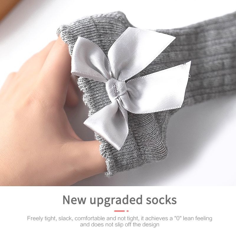 Kids Socks Toddlers Girls Big Bow Knee High Long Soft Cotton Lace Baby Socks