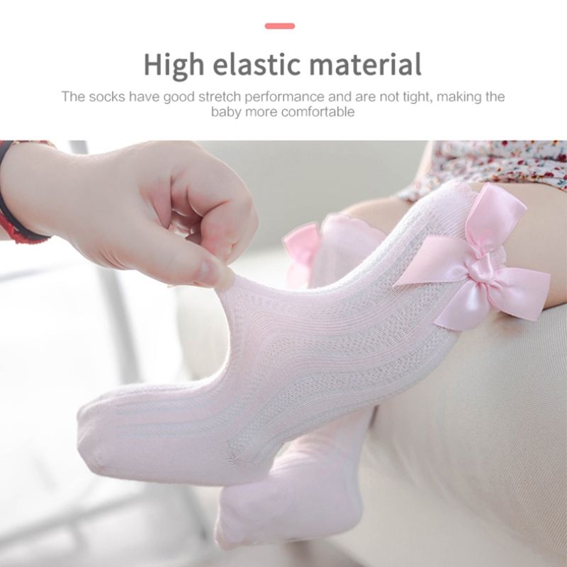 Kids Socks Toddlers Girls Big Bow Knee High Long Soft Cotton Lace Baby Socks