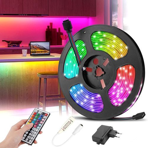 LED Strip Lights Bar Bluetooth Infrared 44 Key RGB 5050 Fita 16.4-98.4 Inch TV Computer Bedroom Background Christmas Decoration-24-Key Controller-18LED 5050-5M 16.4ft-