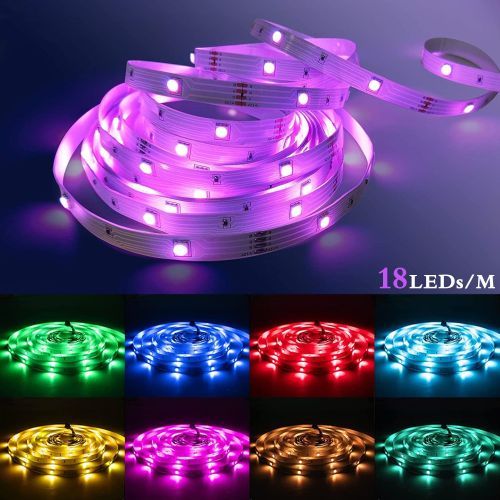 LED Strip Lights Bar Bluetooth Infrared 44 Key RGB 5050 Fita 16.4-98.4 Inch TV Computer Bedroom Background Christmas Decoration-24-Key Controller-18LED 5050-5M 16.4ft-