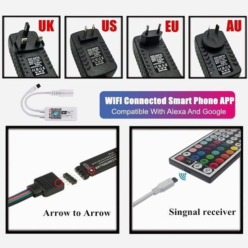 LED Strip Lights Bar Bluetooth Infrared 44 Key RGB 5050 Fita 16.4-98.4 Inch TV Computer Bedroom Background Christmas Decoration-24-Key Controller-18LED 5050-5M 16.4ft-