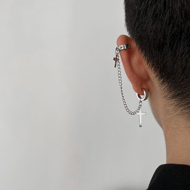 1Pcs Fashion Punk Cross Clip Earring