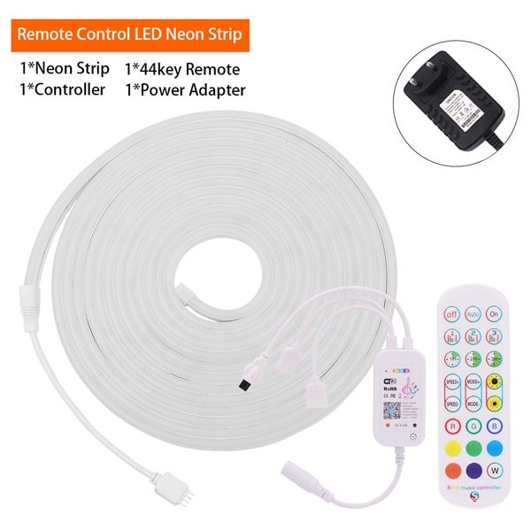 12V RGB LED Neon Strip Waterpoof Silicone Light Tape Dimmable Decoration With Wifi Bluetooth-compatible Remote Control Power Kit-Tuya Wifi 1 Roll-1m--