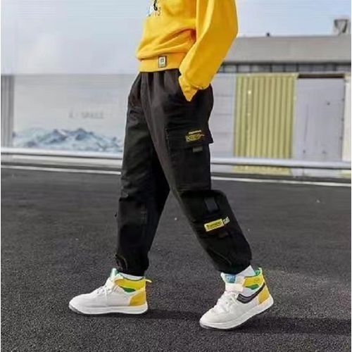 2 Pieces (Black+Yellow)= 5999 Print Kids Boy Girls Children Pants Jeans Trousers
