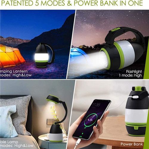 3 In 1 USB Rechargeable Waterproof LED Torch Desk Lamp Green
