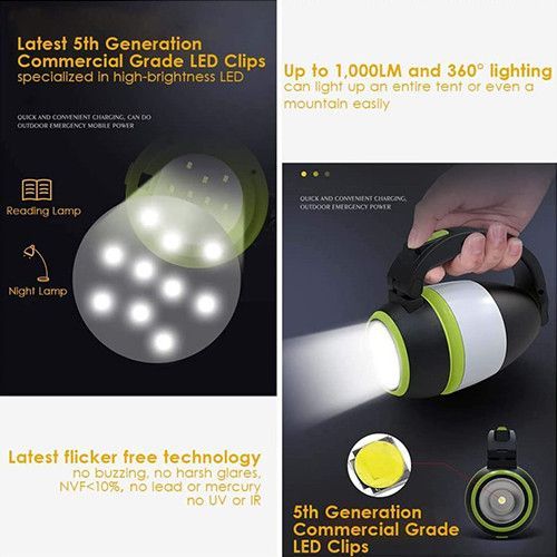 3 In 1 USB Rechargeable Waterproof LED Torch Desk Lamp Green