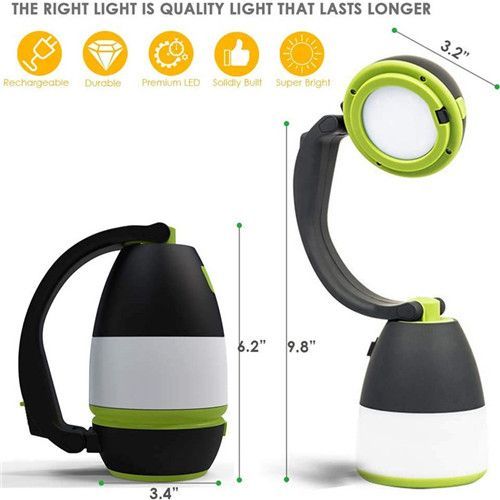 3 In 1 USB Rechargeable Waterproof LED Torch Desk Lamp Green