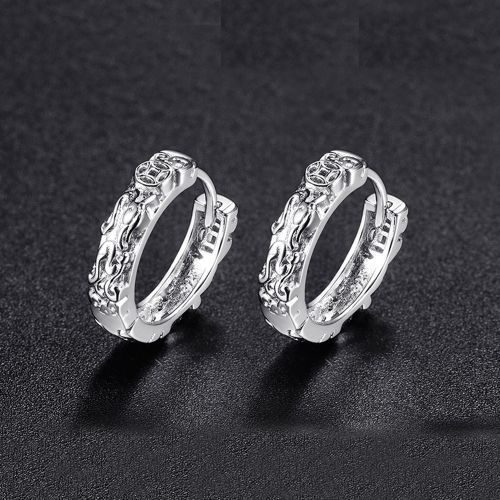 Brave Troops Men's Trend Single Earrings Female Personality Ear Stud Silver