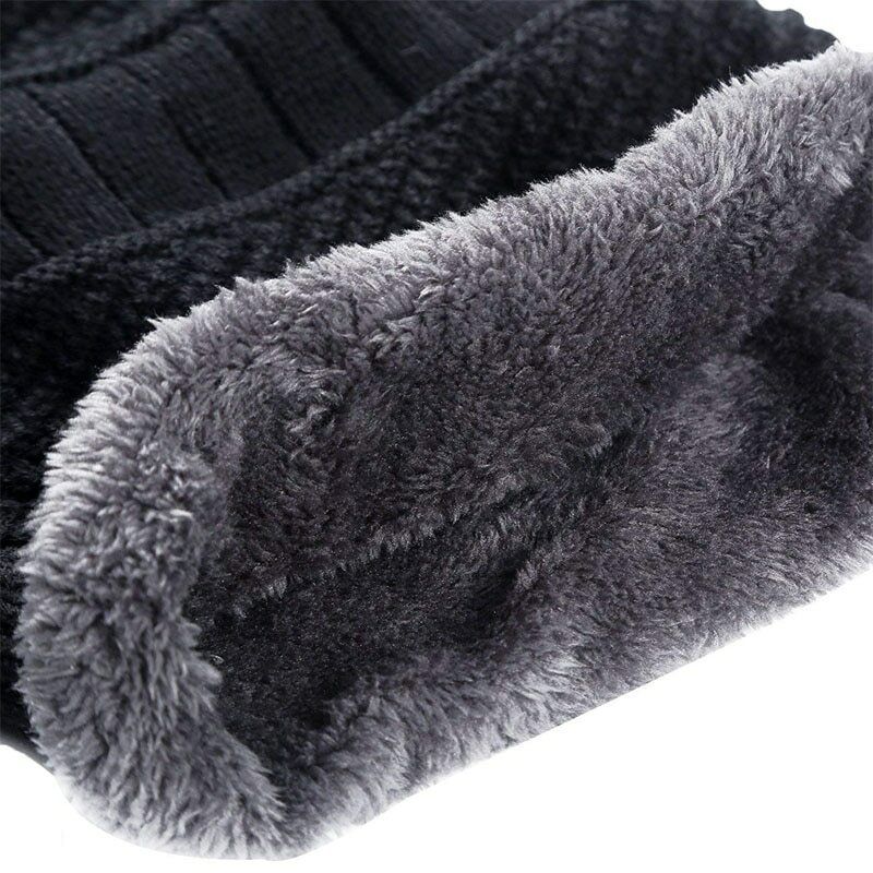 Men's Warm Winter Knitted Wool Hat - Grey