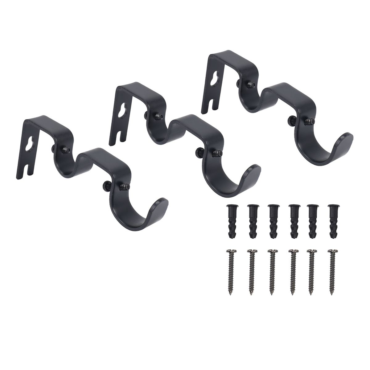 3Pcs/Set Curtain Rod Brackets Heavy Duty Double Rod Holders