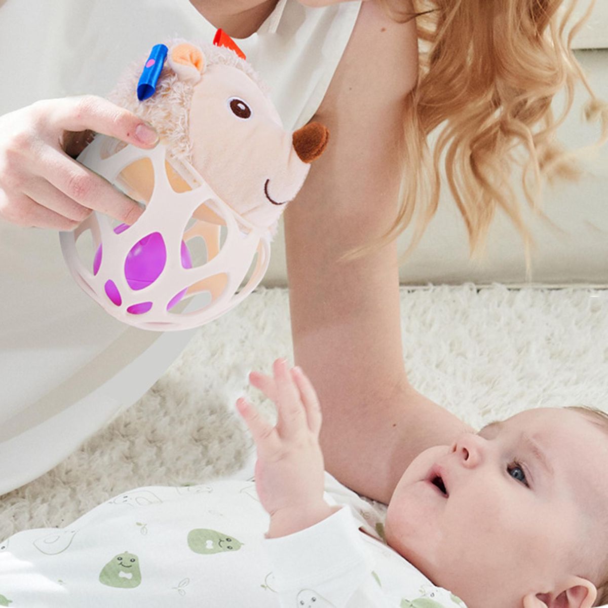 Animal Ball Toy Children Catch Ball Soft Grasping Toy Beige