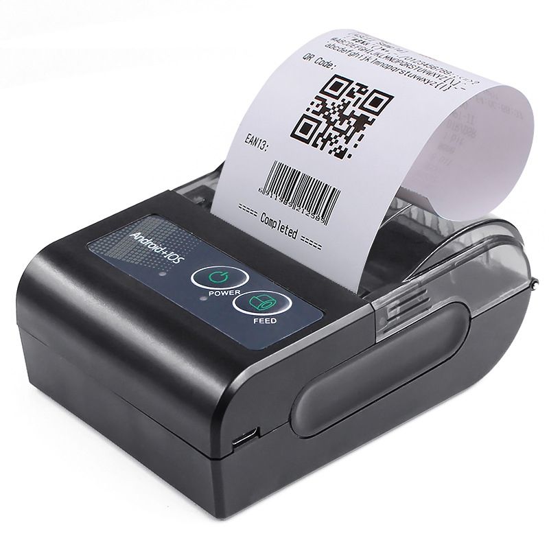 58HB6 Portable Bluetooth Thermal Printer Label Takeaway Receipthine, Supports Multi-Language & Symbol/Picture Printing-EU Plug (Brazilian Portuguese )