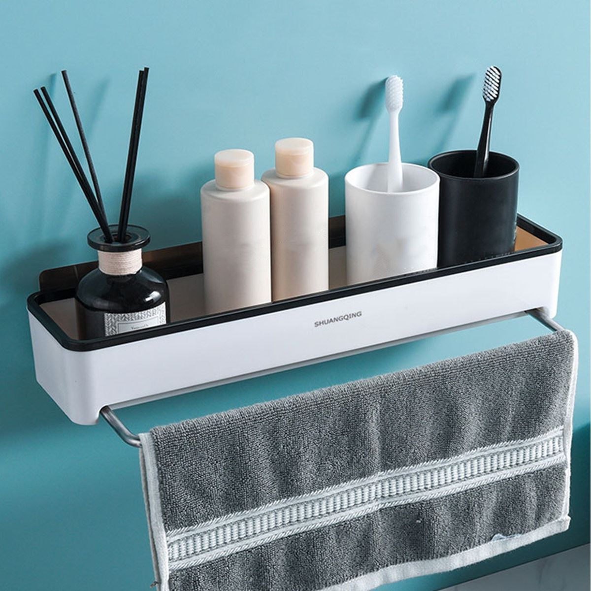 Shower Shelves With Towel Bar Adhesive Bathroom Shelf Wall