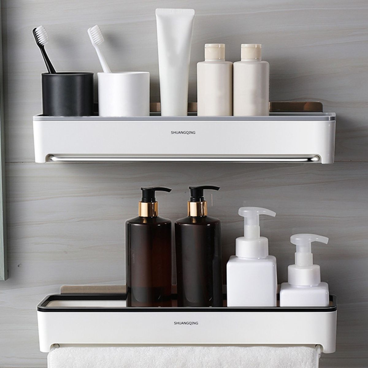 Shower Shelves With Towel Bar Adhesive Bathroom Shelf Wall