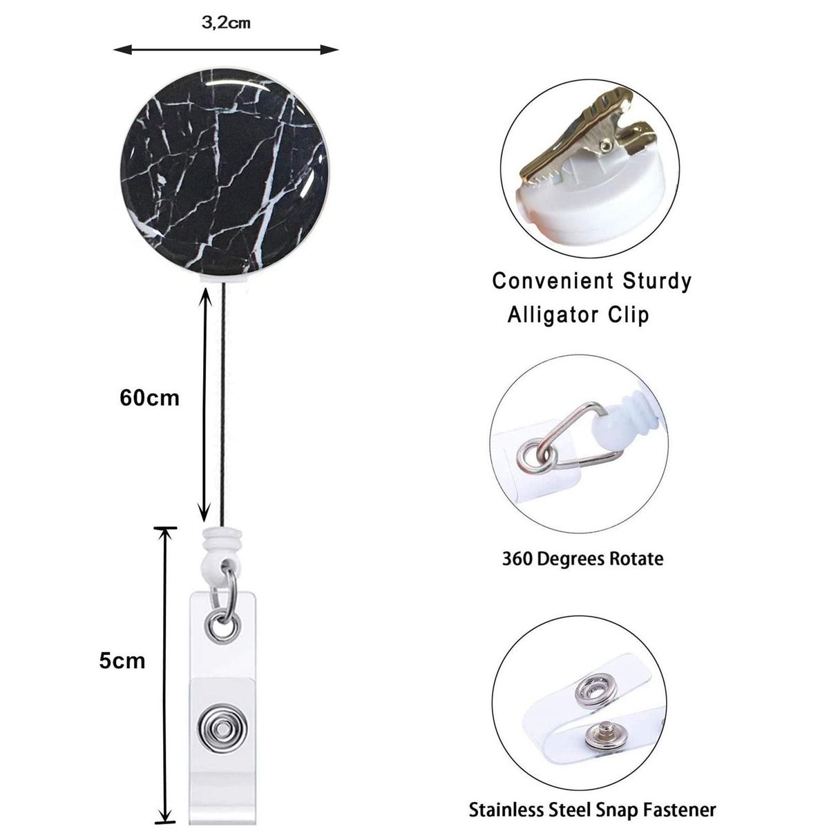 Pull Keychain Retractable ID Holders Card Identity  3pcs A