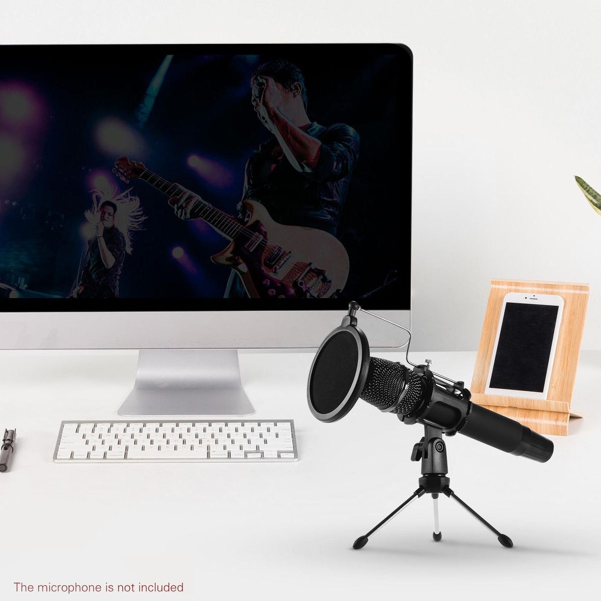 Mini Desktop Microphone Stand + Shock Mount Mic Holder + Pop Filter Kit for Studio Recording Online Broadcasting Chatting Singing Meeting