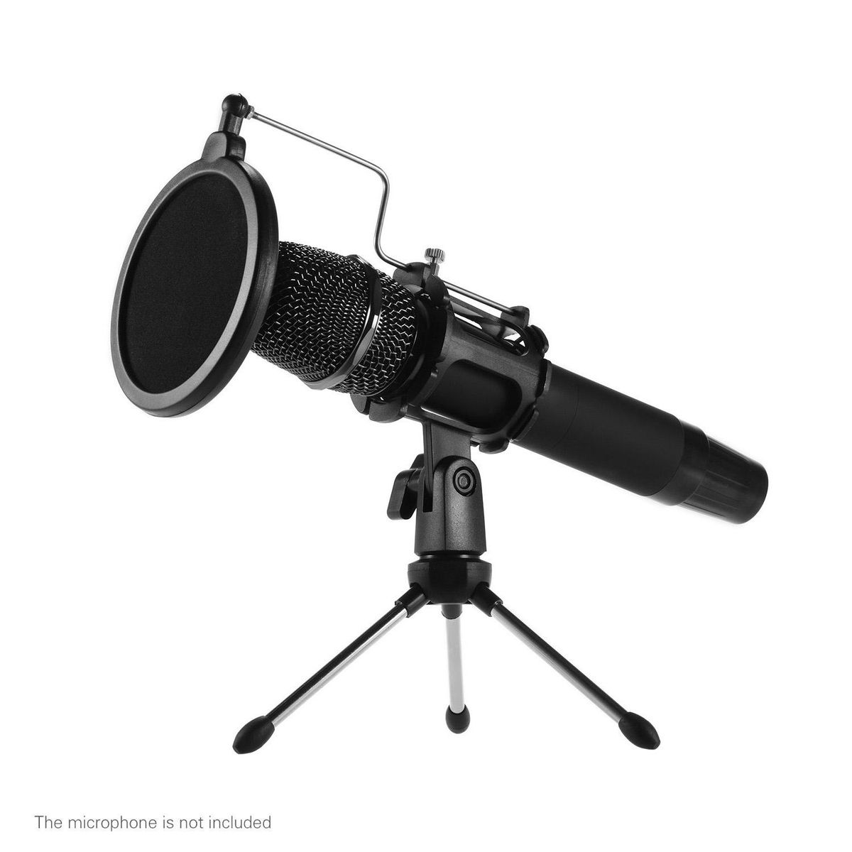 Mini Desktop Microphone Stand + Shock Mount Mic Holder + Pop Filter Kit for Studio Recording Online Broadcasting Chatting Singing Meeting