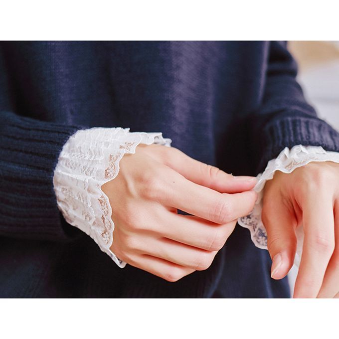 Women Bracelet Bridal Drop Flower White Lace Arm Warmer Cuff Sweet