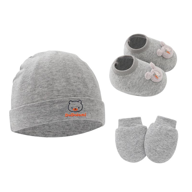 3pcs Cotton Baby Beanie For Newborn Baby Bonnet Gloves Socks Set Baby Hat For Girl Boy Born Gift Cartoon Cap H
