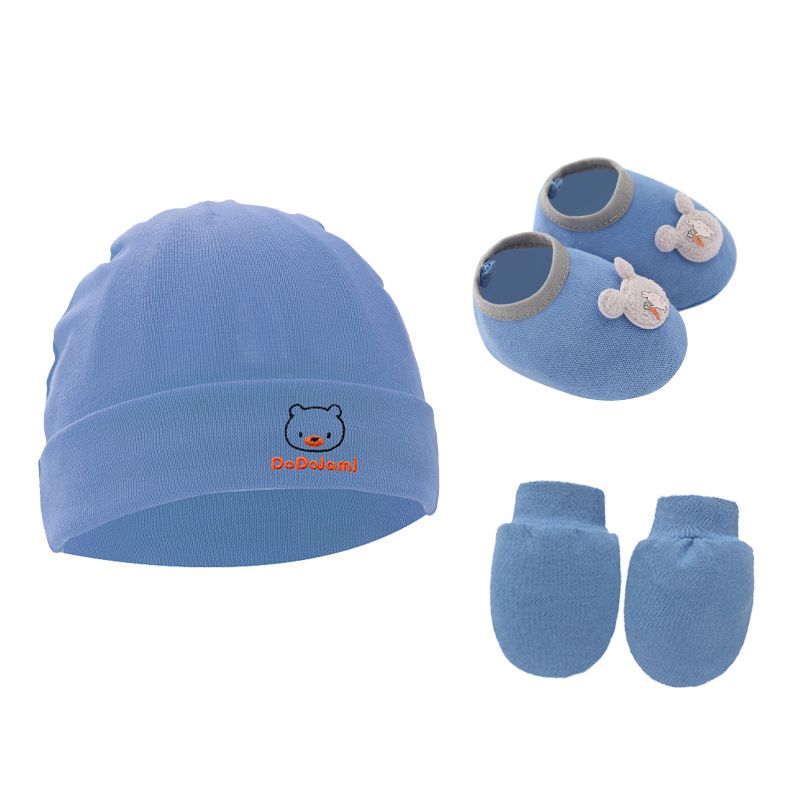 3pcs Cotton Baby Beanie For Newborn Baby Bonnet Gloves Socks Set Baby Hat For Girl Boy Born Gift Cartoon Cap H