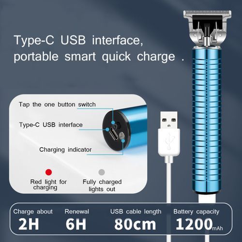 Professional Men Electric USB Hair Clipper Trimme Blue Round