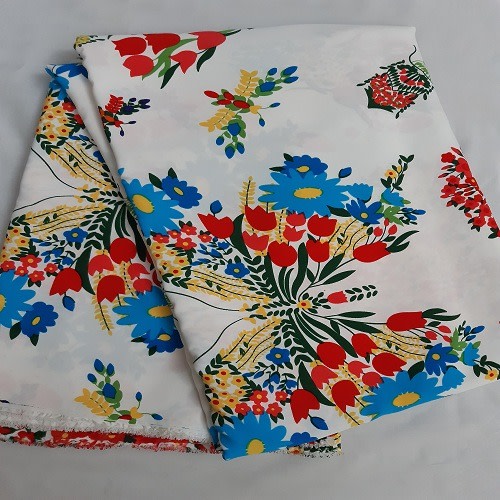White Based Butterfly And Love Flower Patterned Silk In 4yards