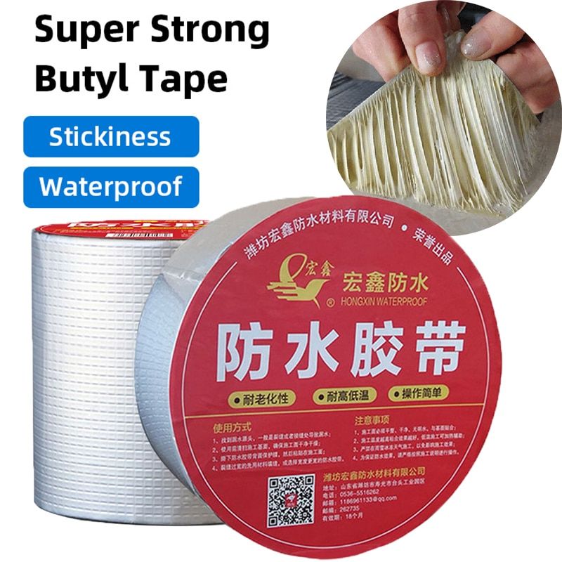 Self Adhesive Strong Aluminum Foil Butyl Rubber Tape High Temperature Resistance Waterproof For Roof Pipe Repair Renovation Tool