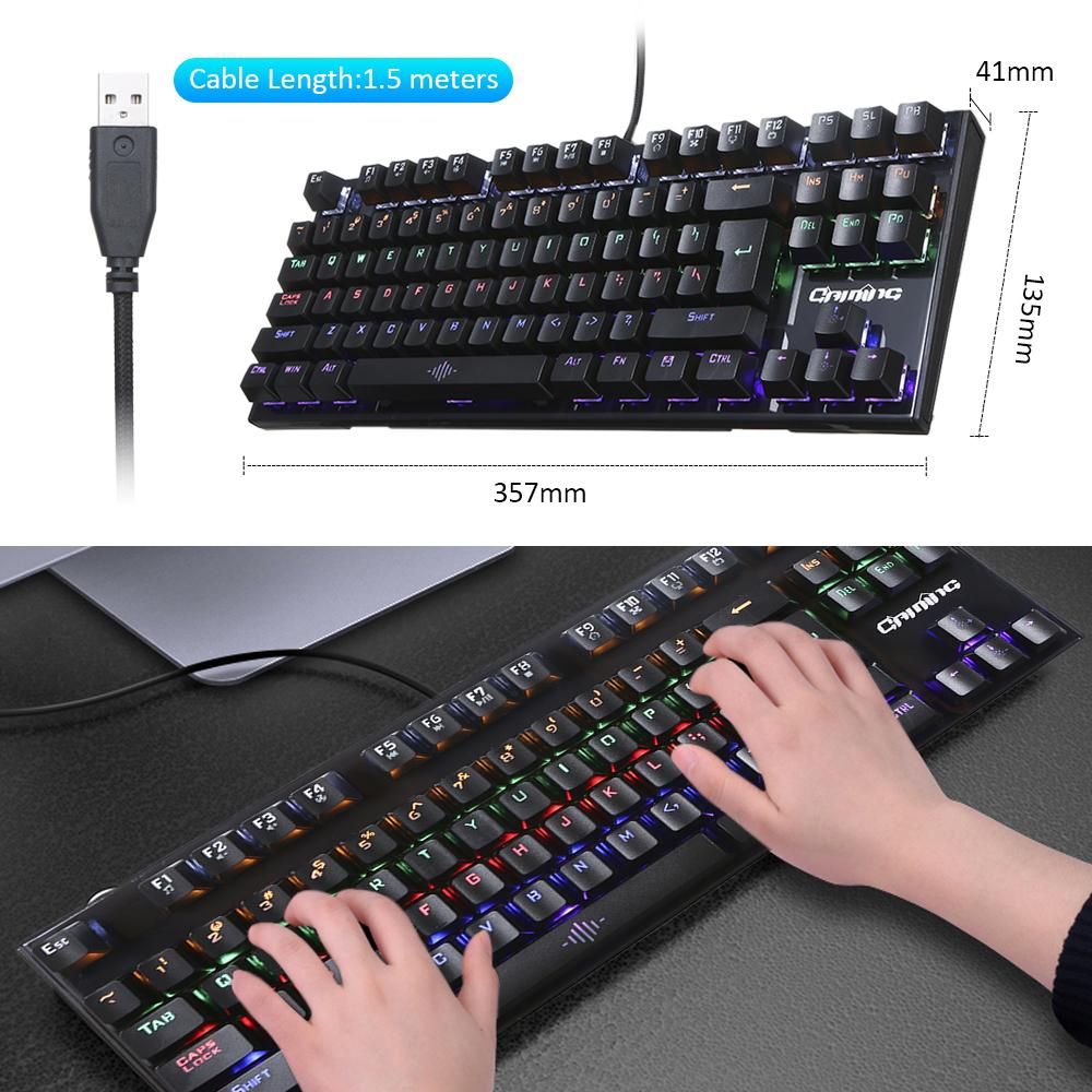 Illuminated Keyboard 87 Keys Gaming Keyboard USB Powered Operated 3 Levels Adjustable Brightness Dimmable for Computer Laptop E-sports Compatible with WINDOWS/95/98/Me/NT/XP/W7 System