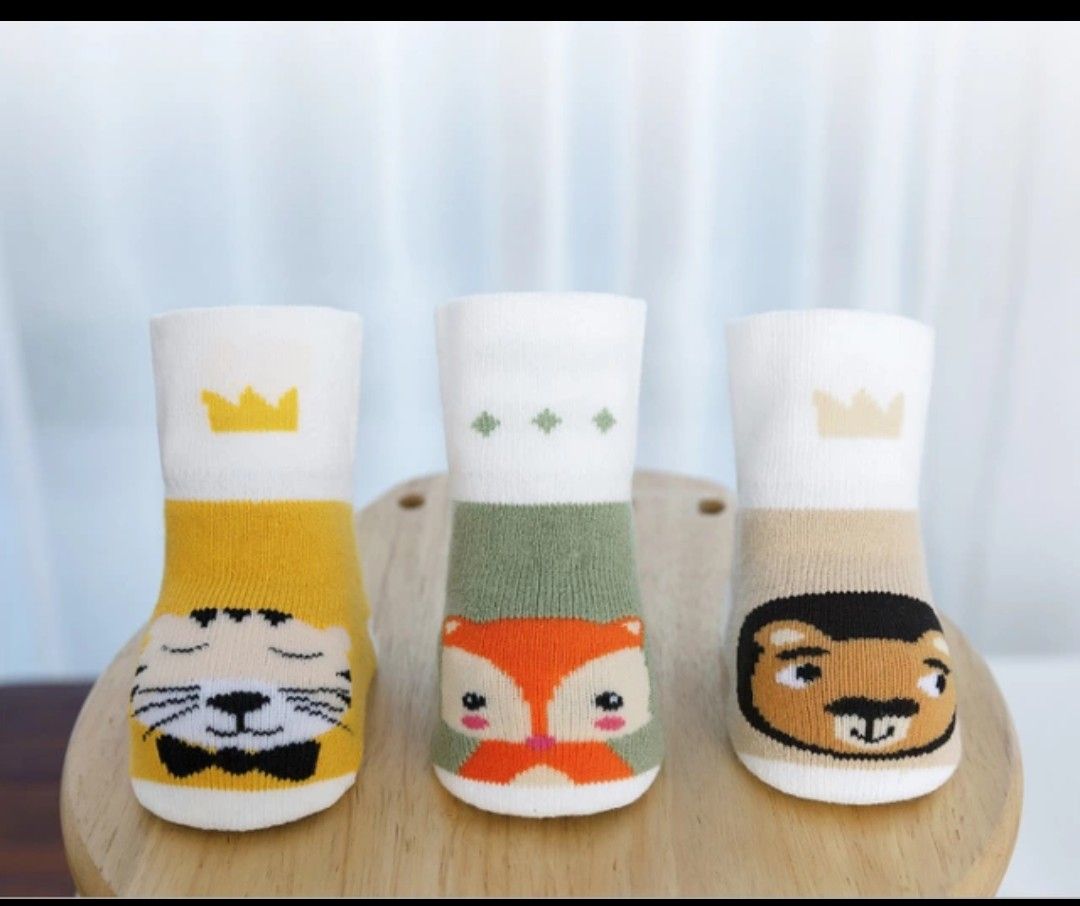3 Pairs Pack Thick Anti Slip Socks For Baby Boys
