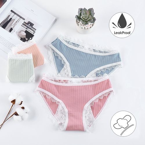 Leak Proof Menstrual Panties Physiological Pants Sexy Women Underwear Period Cotton Waterproof Briefs Lady Lingerie 1 Piece(#Black)