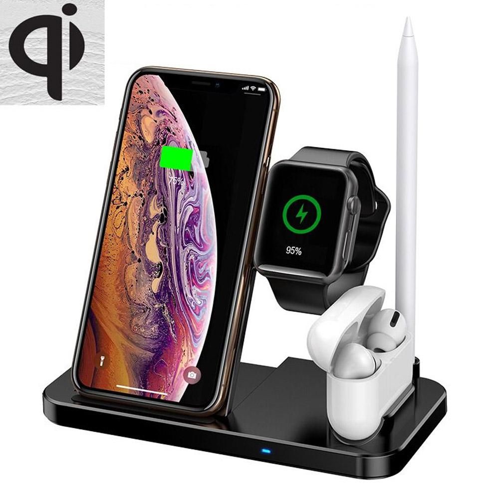 The new private model four-in-one wireless charger is suitable for Apple mobile phone watch headset vertical wireless charging bracket