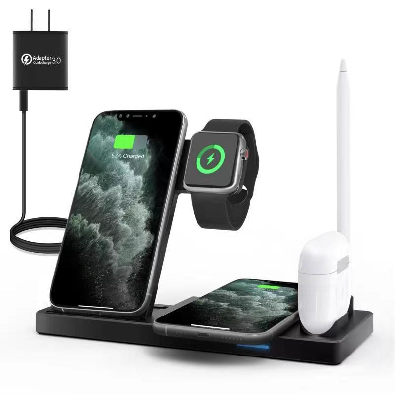 The new private model four-in-one wireless charger is suitable for Apple mobile phone watch headset vertical wireless charging bracket