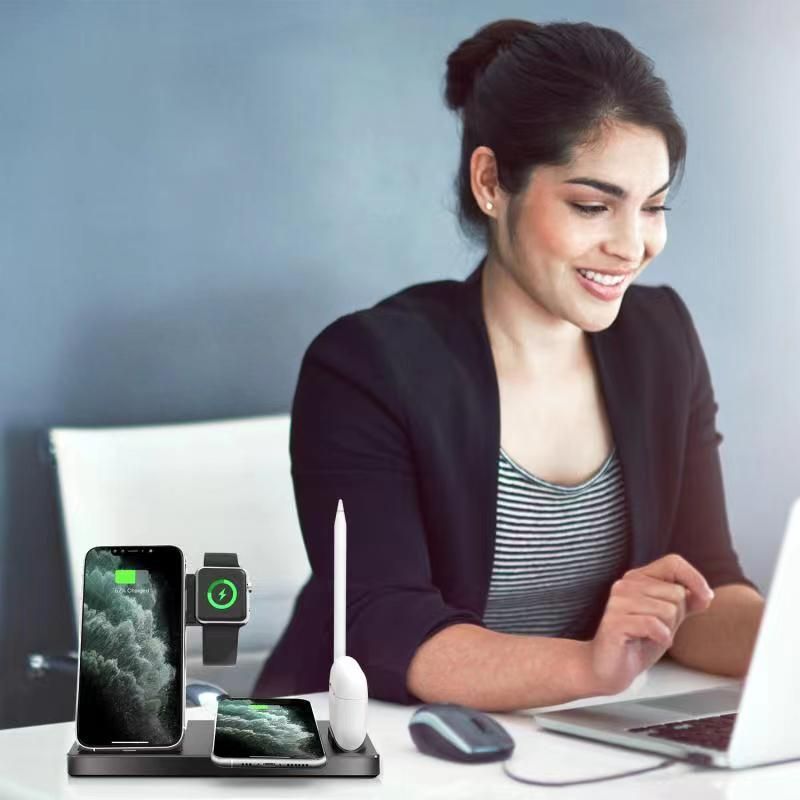The new private model four-in-one wireless charger is suitable for Apple mobile phone watch headset vertical wireless charging bracket