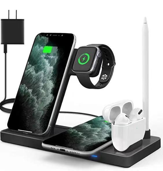 The new private model four-in-one wireless charger is suitable for Apple mobile phone watch headset vertical wireless charging bracket