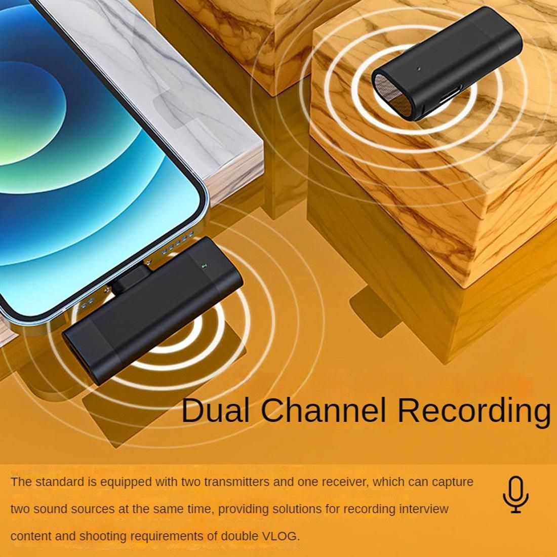 30M Omnidirectional Recording Wireless Lavalier Microphones with Charging Case