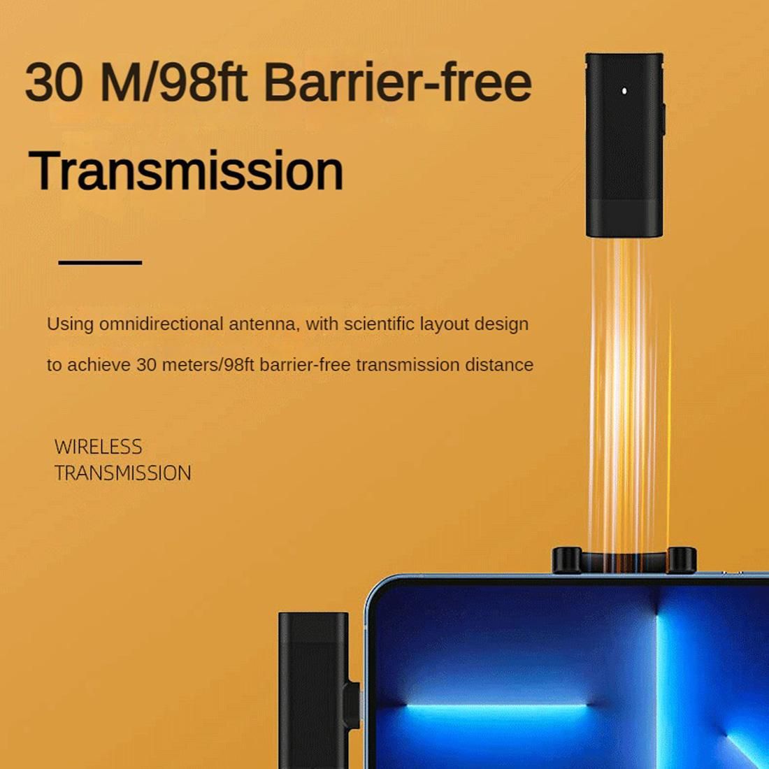 30M Omnidirectional Recording Wireless Lavalier Microphones with Charging Case