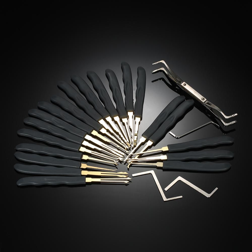 24pcs Professional Unlocking Lock Picking Tools Set Practice Lockset Kit with Leather Case for Locksmith Beginners