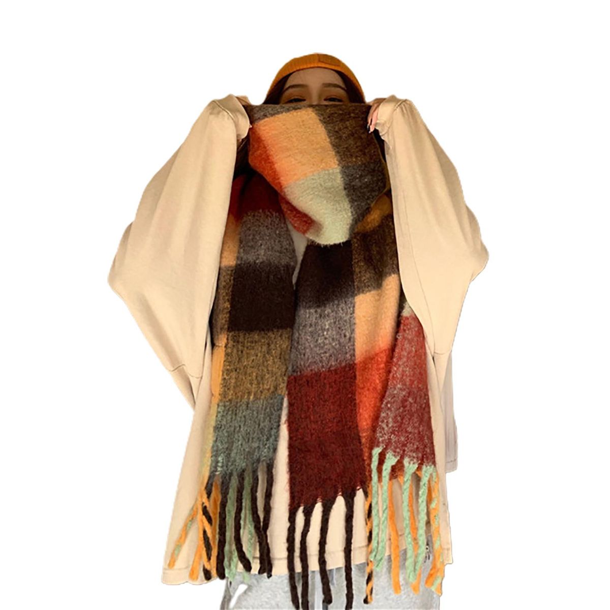 Long Scarf Fashion Winter Warm Long Wrap Scarf Orange