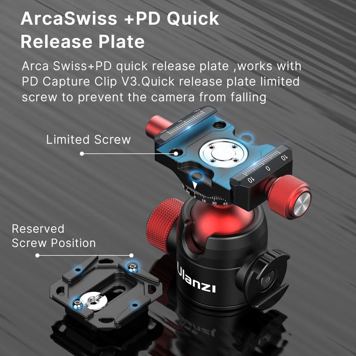 Ulanzi U-70 Mini Ball Head Dual 360° Panorama Adjusting with Cold Shoe Mount Quick Release Plate Compatible with Arca-Swiss Peak Design Quick Release