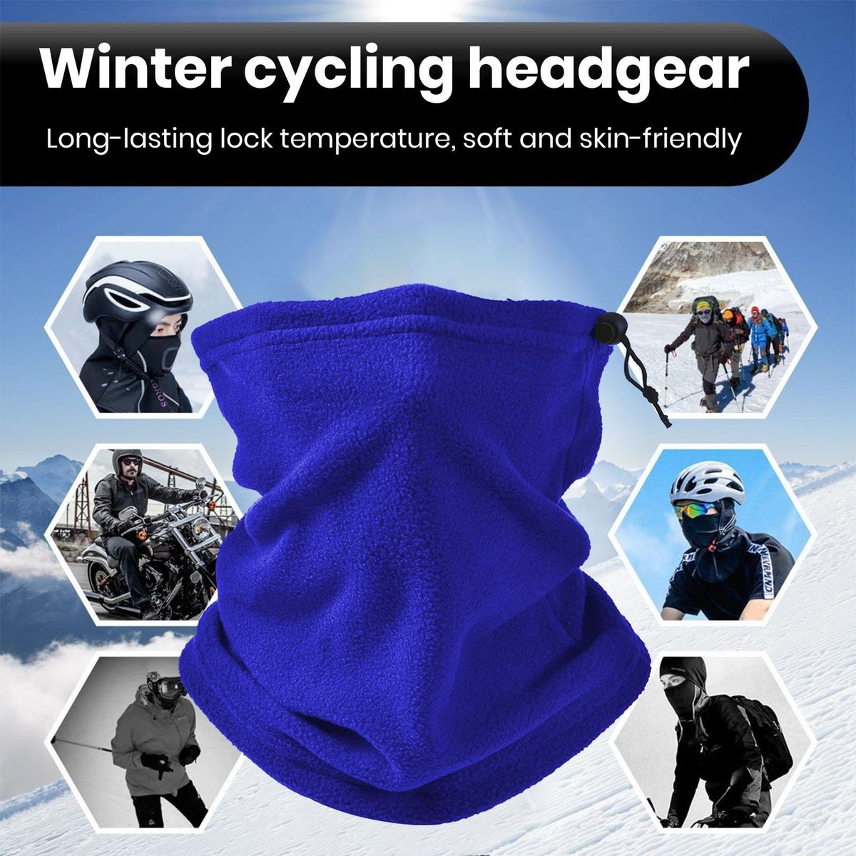Solid Color Scarf Warmthmaxx Polar Fleece Neck Gaiter for Cycling Royal Blue