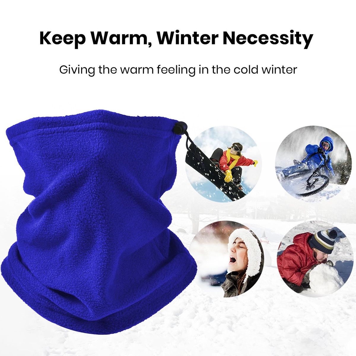 Solid Color Scarf Warmthmaxx Polar Fleece Neck Gaiter for Cycling Royal Blue
