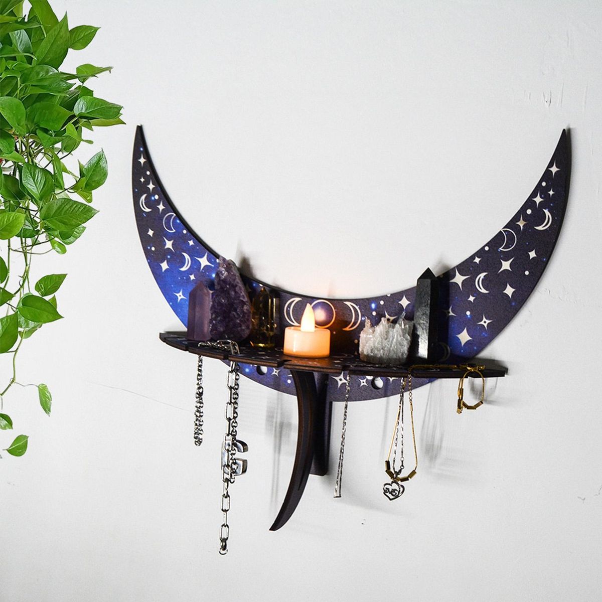 Storage Shelf Boho Style Storage Stand Blue