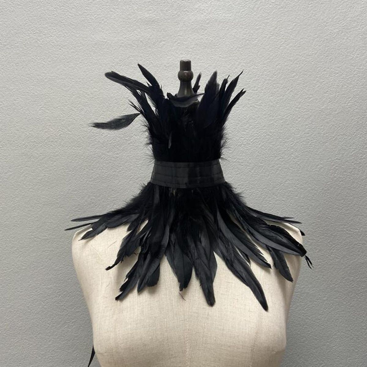 Faux Feather Fake Collar Feathered Lace Neck Sleeve Chic for Women Black