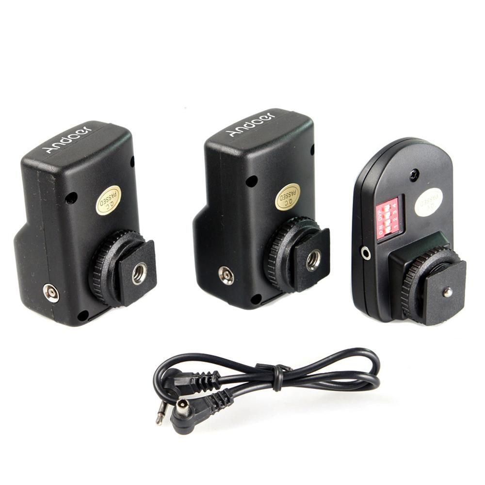 Andoer Universal 16 Channels Radio Wireless Remote Speedlite Flash Trigger 1 Transmitter & 2 Receivers