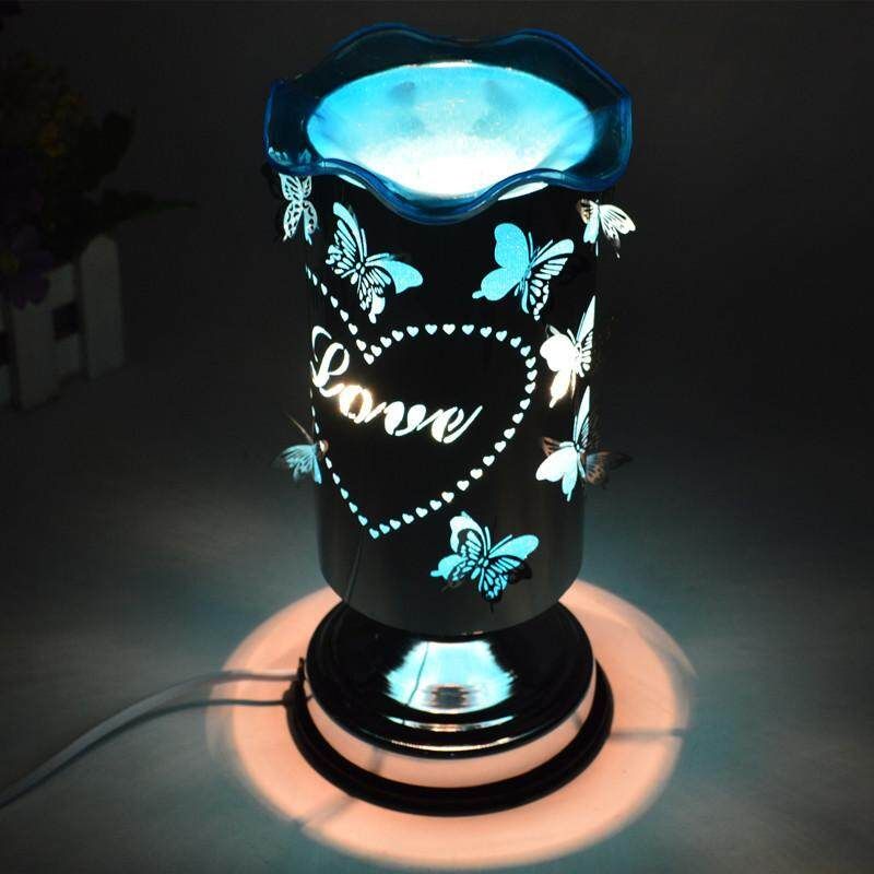 #Plug EU Home Decor Butterfly Scented Lamp Plug-in Touch Sensor Bedroom Bedside Table Lamp Creative Gift Stove 220V Blue Beauty Gauge