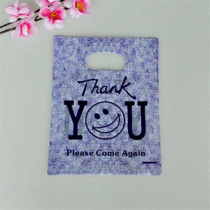 15x20cm "Thank You" Print Grey Plastic Gift Bag Favor Jewelry Boutique Gift Packaging Plastic Shopping Bags With Handle Royal Blue