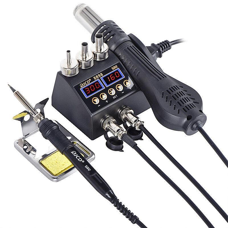 2 in 1 750W 220V/110V Soldering Station Hot Air Gun Heater LCD Digital Display Soldering Iron Welding Rework Station for Cell-phone BGA SMD PCB IC Repair