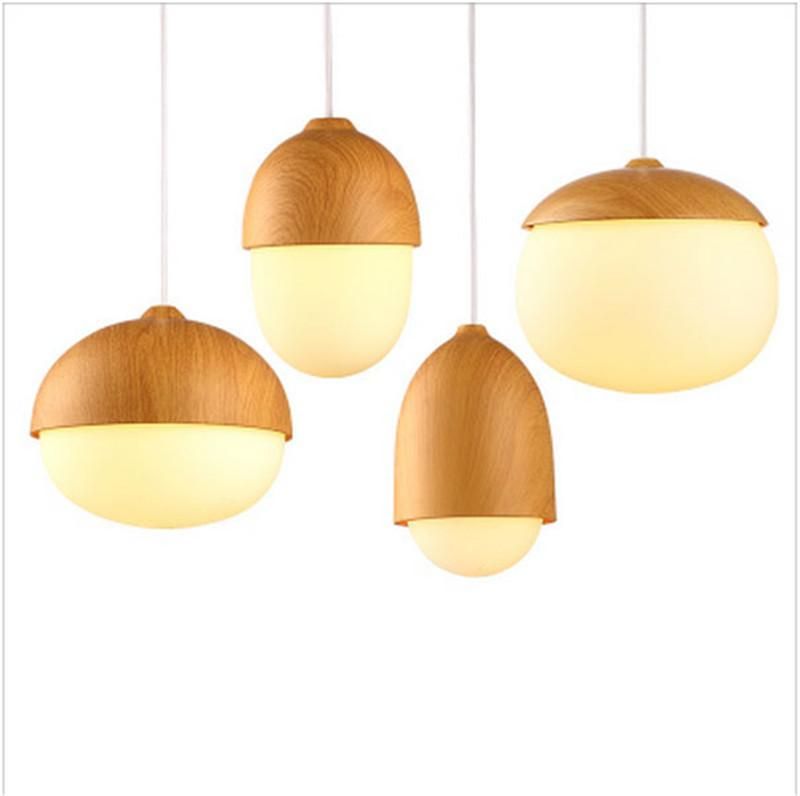 Walnut chandelier with one head in Japanese style