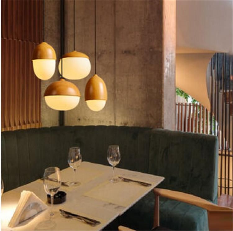Walnut chandelier with one head in Japanese style