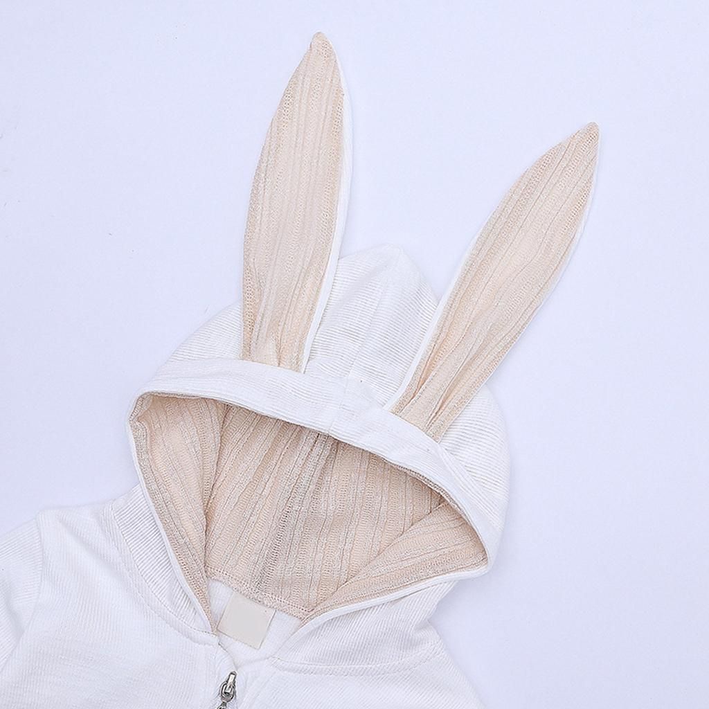 Newborn Baby Overalls Infant Zipper Hooded Romper White (0-3 Months)